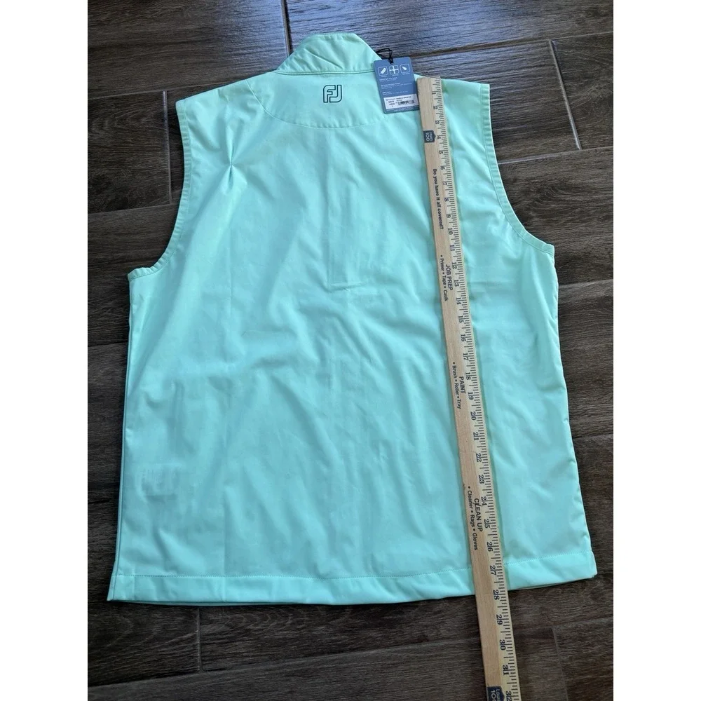 Foot Joy Men's Mint Green Lightweight Vest Full Zip Repaired Flaw Water Resist
